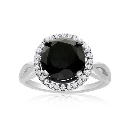 4 3/4 Carat Black and White Diamond Halo Ring In 14 Karat White Gold
