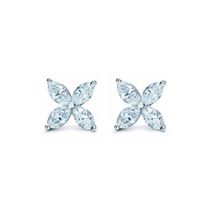 2ct Diamond Cluster Earrings in Platinum with Optional French Screw Back Clip-Ons in 14K White Gold