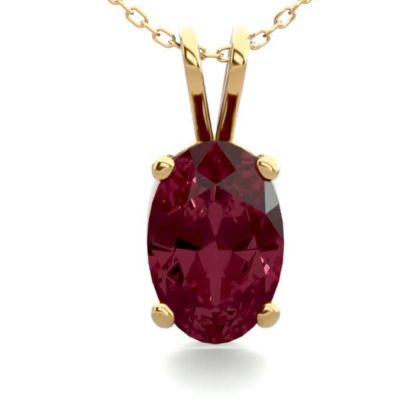 Garnet Necklace: Garnet Jewelry: 1/2 Carat Oval Shape Garnet Necklace In 14K Yellow Gold Over Sterling Silver, 18 Inches