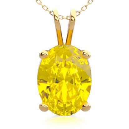 1 Carat Oval Shape Citrine Necklace In 14K Yellow Gold Over Sterling Silver, 18 Inches