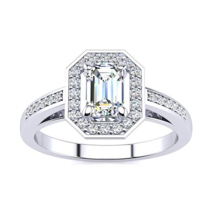 1 Carat Halo Diamond Engagement Ring In 14 Karat White Gold