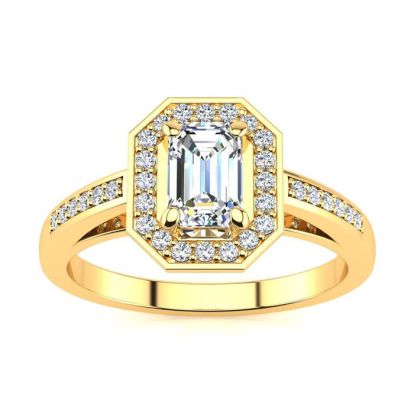 1 Carat Halo Diamond Engagement Ring In 14 Karat Yellow Gold