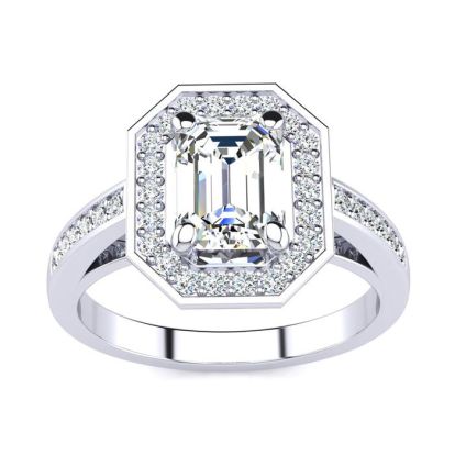 2 Carat Halo Diamond Engagement Ring In 14 Karat White Gold