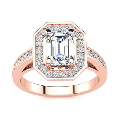 2 Carat Halo Diamond Engagement Ring In 14 Karat Rose Gold