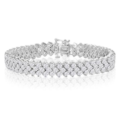 12 Carat Three Row Diamond Tennis Bracelet In 14 Karat White Gold