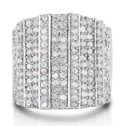 2 Carat 14-Row Diamond Band Ring. UNBELIEVABLE MASSIVE RING.  NATURAL ROUGH CUT DIAMONDS. AMAZING FOR THE MONEY! DIAMOND ARE SEMI-ROUGH, REFLECT, NOT SHINE