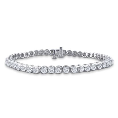 CUSTOM BEZEL SETTING 8 Inch, 3 1/2ct Round Based Diamond Tennis Bracelet in 14k White Gold