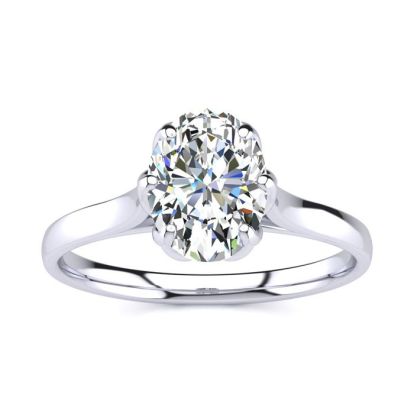 1 Carat Oval Shape Solitaire Engagement Ring In 14 Karat White Gold