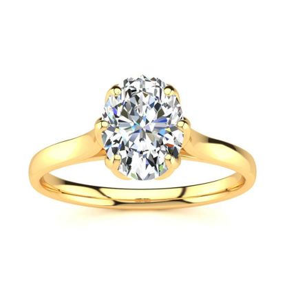 1 Carat Oval Shape Solitaire Engagement Ring In 14 Karat Yellow Gold