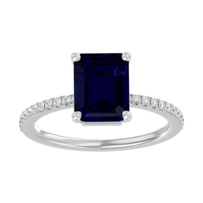 2 1/2 Carat Sapphire and Diamond Ring In 14 Karat White Gold