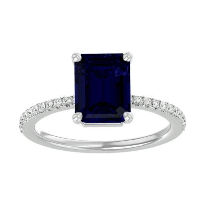 2 1/2 Carat Sapphire and Diamond Ring In 14 Karat White Gold