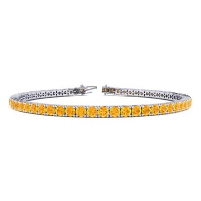4 Carat Citrine Tennis Bracelet In 14 Karat White Gold, 7 Inches