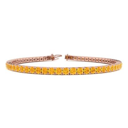3 1/2 Carat Citrine Tennis Bracelet In 14 Karat Rose Gold, 6 Inches