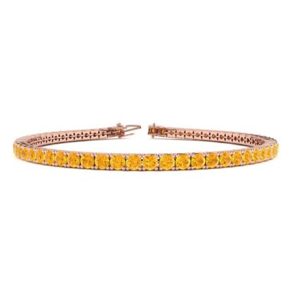 4 3/4 Carat Citrine Tennis Bracelet In 14 Karat Rose Gold, 8 1/2 Inches