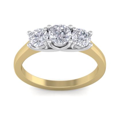 1 1/2 Carat Three Diamond Ring In 14 Karat Yellow Gold