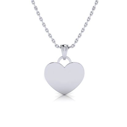 Sterling Silver Heart Tag Necklace, 18 Inches