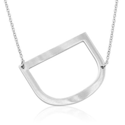 D Initial Sideways Necklace In Silver Overlay, 18 Inches