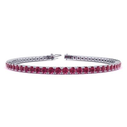 Ruby Bracelet; Ruby Tennis Bracelet; 5 1/4 Carat Ruby Tennis Bracelet In 14 Karat White Gold