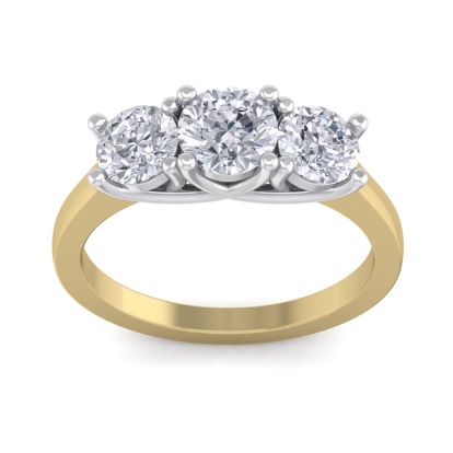 2 Carat Three Diamond Ring In 14 Karat Yellow Gold