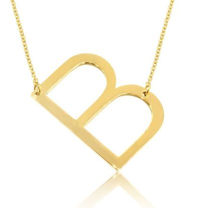 Initial Necklace B Initial Necklace B Initial Sideways Necklace In Gold Overlay 18 Inches SuperJeweler