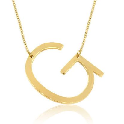 G Initial Sideways Necklace In Gold Overlay, 18 Inches