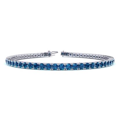 4 1/4 Carat Blue Diamond Tennis Bracelet In 14 Karat White Gold, 7 1/2 Inches