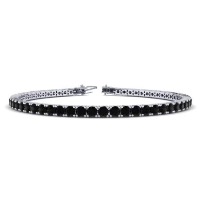 4 1/2 Carat Black Diamond Tennis Bracelet In 14 Karat White Gold, 8 Inches