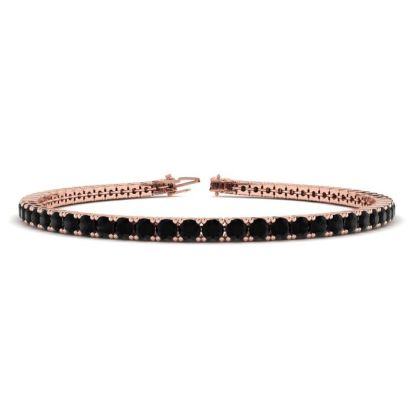 4 Carat Black Diamond Tennis Bracelet In 14 Karat Rose Gold, 7 Inches