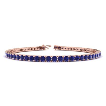 5 1/4 Carat Sapphire Tennis Bracelet In 14 Karat Rose Gold, 7 Inches