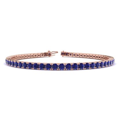 6 1/3 Carat Sapphire Tennis Bracelet In 14 Karat Rose Gold, 8 1/2 Inches
