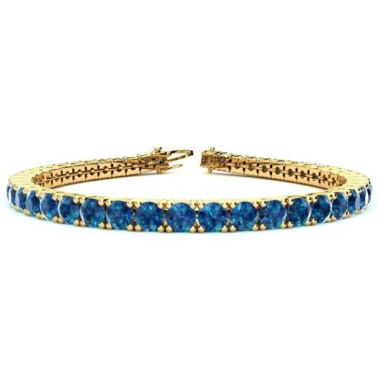 9 1/2 Carat Blue Diamond Tennis Bracelet In 14 Karat Yellow Gold, 7 Inches