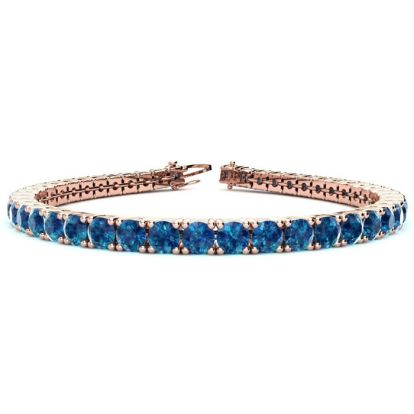 7 3/4 Carat Blue Diamond Tennis Bracelet In 14 Karat Rose Gold, 6 Inches