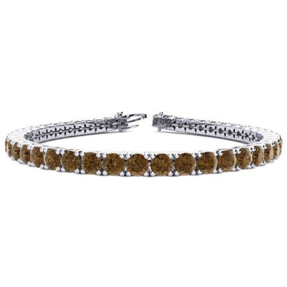 9 1/2 Carat Chocolate Bar Brown Champagne Diamond Tennis Bracelet In 14 Karat White Gold, 7 Inches