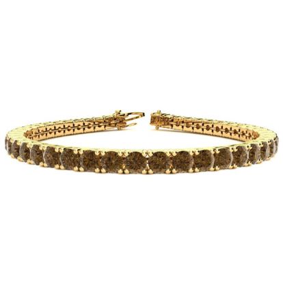 9 3/4 Carat Chocolate Bar Brown Champagne Diamond Tennis Bracelet In 14 Karat Yellow Gold, 7 1/2 Inches