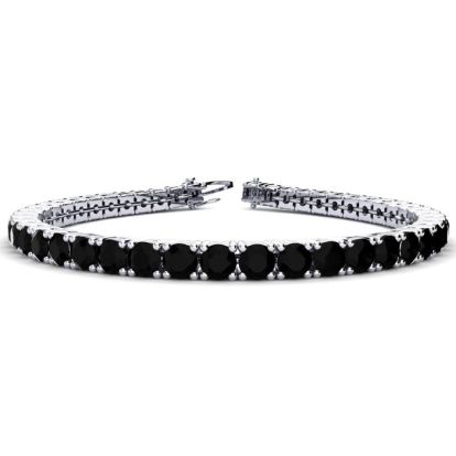 11 1/5 Carat Black Diamond Tennis Bracelet In 14 Karat White Gold, 8 1/2 Inches