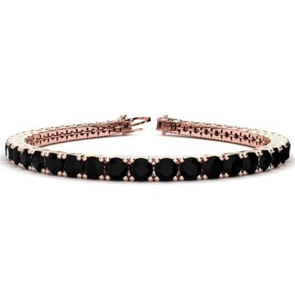 9 1/2 Carat Black Diamond Tennis Bracelet In 14 Karat Rose Gold, 7 Inches