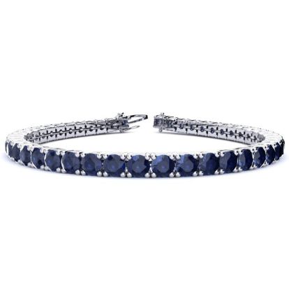 14 3/4 Carat Sapphire Tennis Bracelet In 14 Karat White Gold, 8 Inches