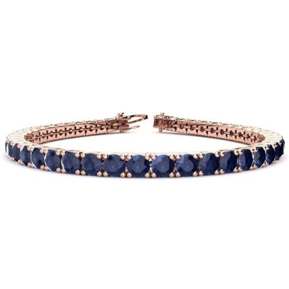 12 Carat Sapphire Tennis Bracelet In 14 Karat Rose Gold, 6 1/2 Inches