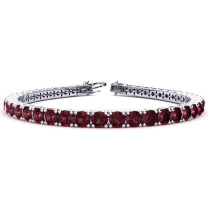 Garnet Bracelet: Garnet Jewelry: 5 Carat Garnet Tennis Bracelet In 14 Karat White Gold, 7 1/2 Inches