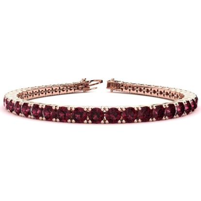 Garnet Bracelet: Garnet Jewelry: 4 Carat Garnet Tennis Bracelet In 14 Karat Rose Gold, 6 Inches