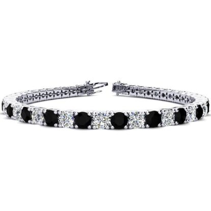 9 1/2 Carat Black and White Diamond Tennis Bracelet In 14 Karat White Gold, 7 Inches