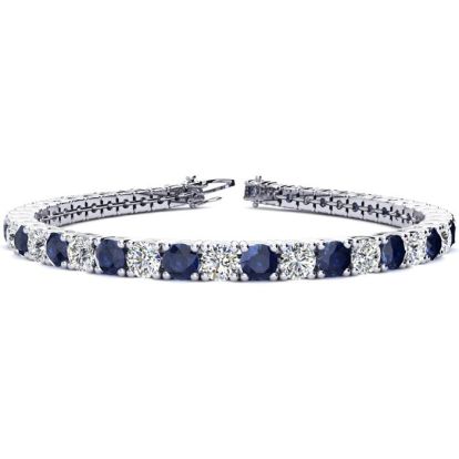 12 3/4 Carat Sapphire and Diamond Tennis Bracelet In 14 Karat White Gold, 8 Inches