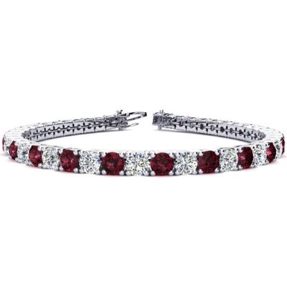 Garnet Bracelet: Garnet Jewelry: 8 Carat Garnet and Diamond Tennis Bracelet In 14 Karat White Gold, 6 Inches