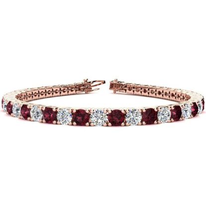 Garnet Bracelet: Garnet Jewelry: 11 Carat Garnet and Diamond Tennis Bracelet In 14 Karat Rose Gold, 8 Inches