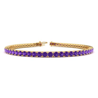 4 1/2 Carat Amethyst Tennis Bracelet In 14 Karat Yellow Gold, 8 Inches