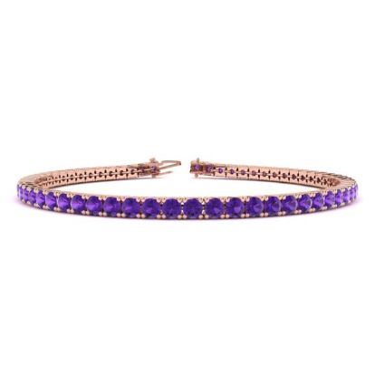 4 Carat Amethyst Tennis Bracelet In 14 Karat Rose Gold, 7 Inches