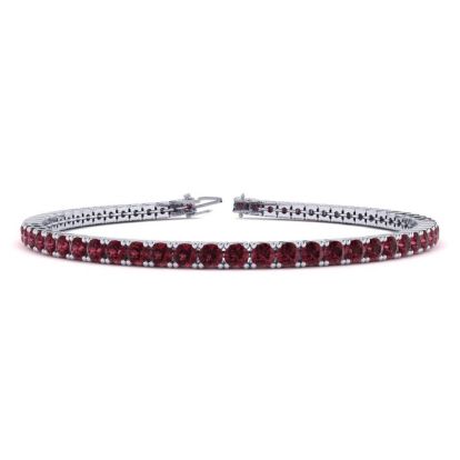 Garnet Bracelet: Garnet Jewelry: 5 Carat Garnet Tennis Bracelet In 14 Karat White Gold, 7 1/2 Inches