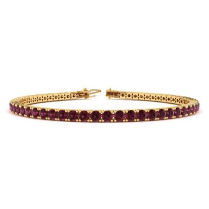 Garnet Bracelet: Garnet Jewelry: 4 1/4 Carat Garnet Tennis Bracelet In 14 Karat Yellow Gold, 6 1/2 Inches