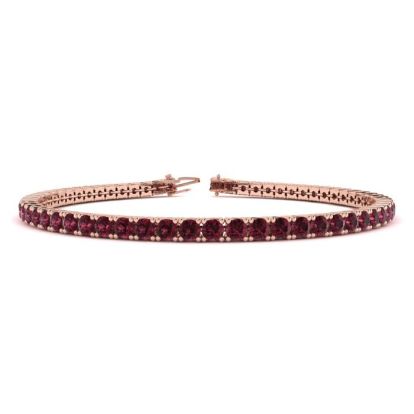 Garnet Bracelet: Garnet Jewelry: 4 1/2 Carat Garnet Tennis Bracelet In 14 Karat Rose Gold, 7 Inches