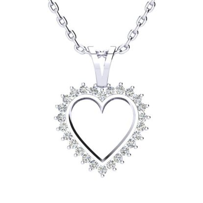  1/2ct Diamond Heart Pendant in White Gold
